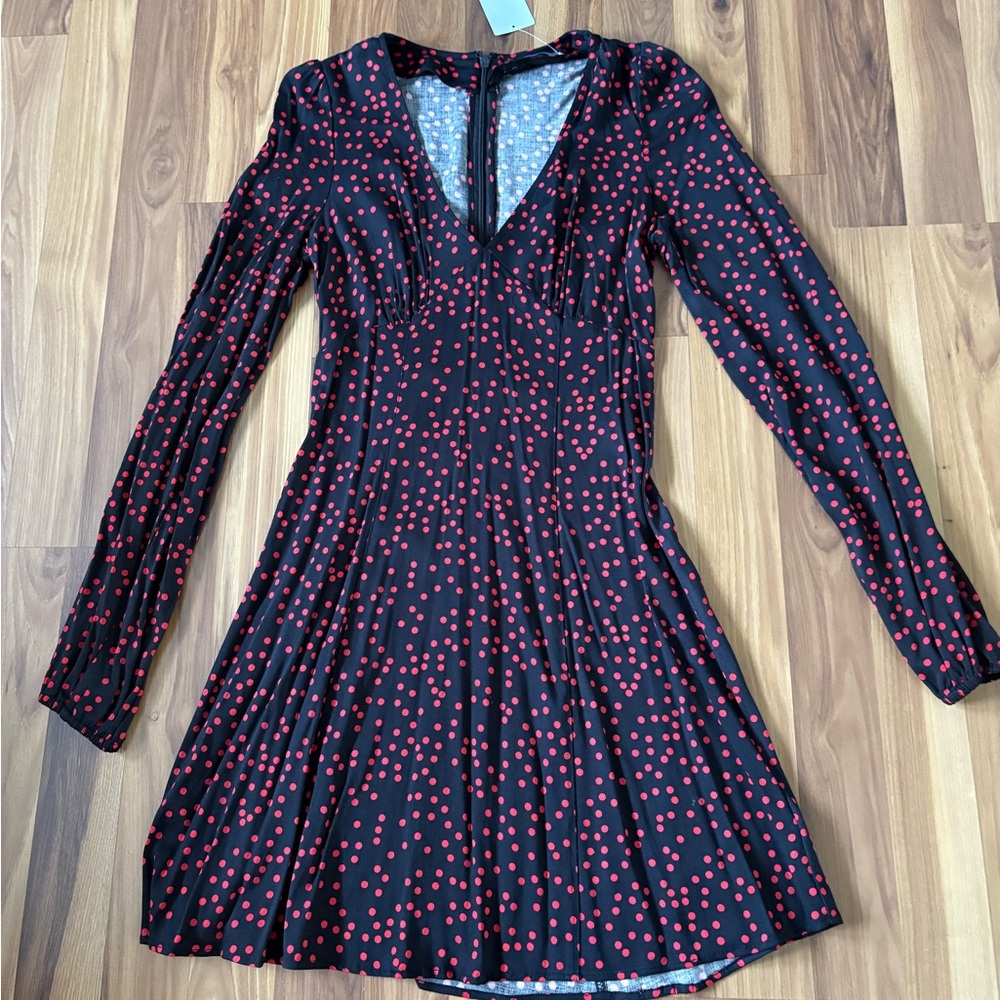 Urban Outfitters Black and Red Polka Dot Midi Dress